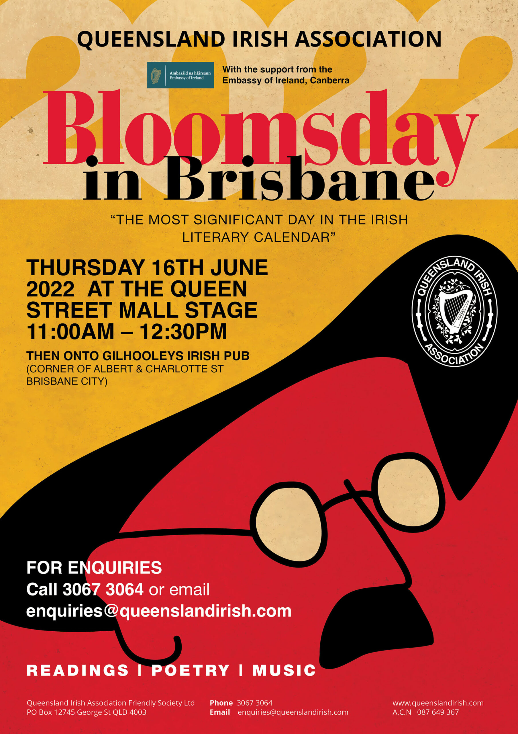 Qld Irish Association Bloomsday in Brisbane 2022